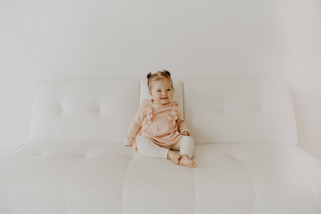 Viverano Organics - Pointelle Knit Stretch Baby Leggings Pants || Natural
