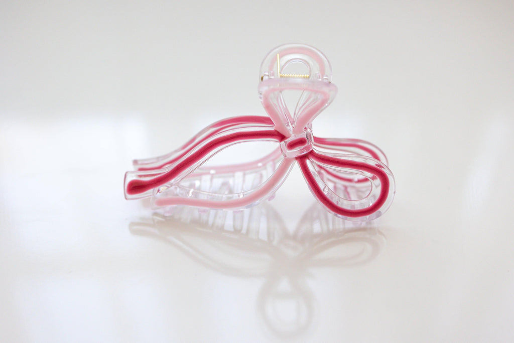 Cheeky Plum - Coquette Bow Claw Clip: Dark Pink