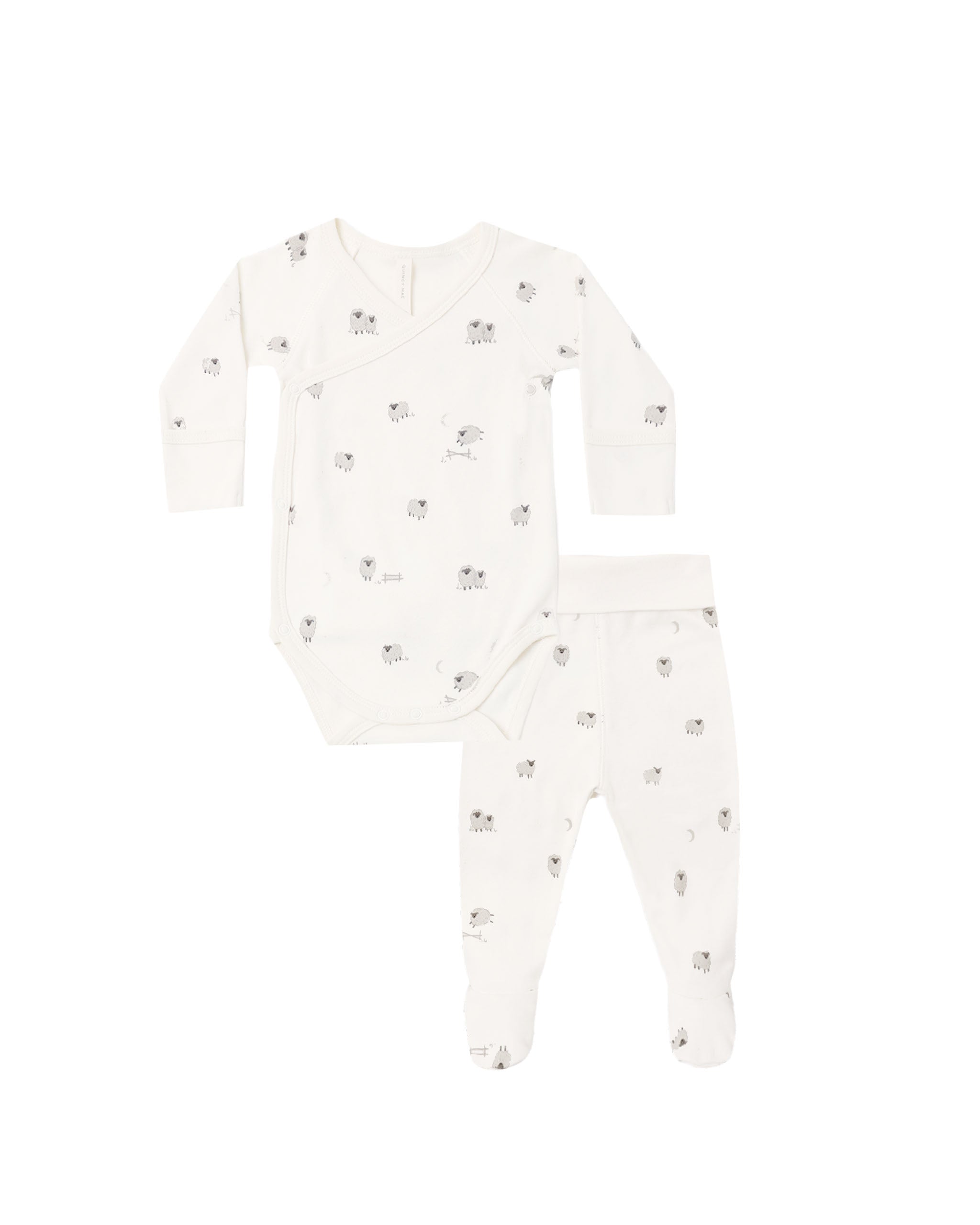 Quincy Mae - Side Snap Bodysuit + Pant Set || Sheep