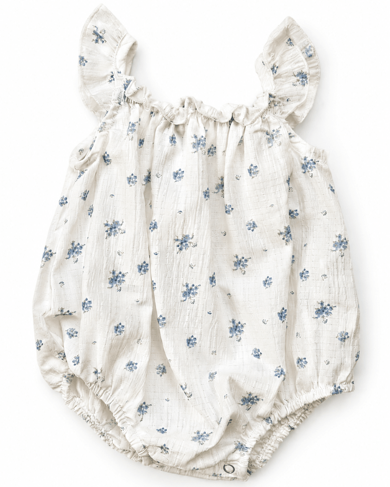 Ivy Flutter Sleeve Bubble Romper - Blue Patina