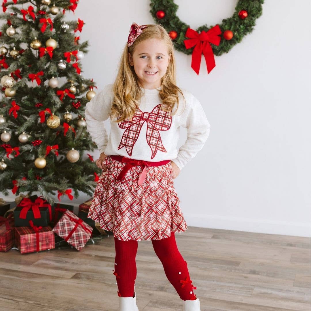 Sweet Wink - Christmas Plaid Bow Tiered Tutu