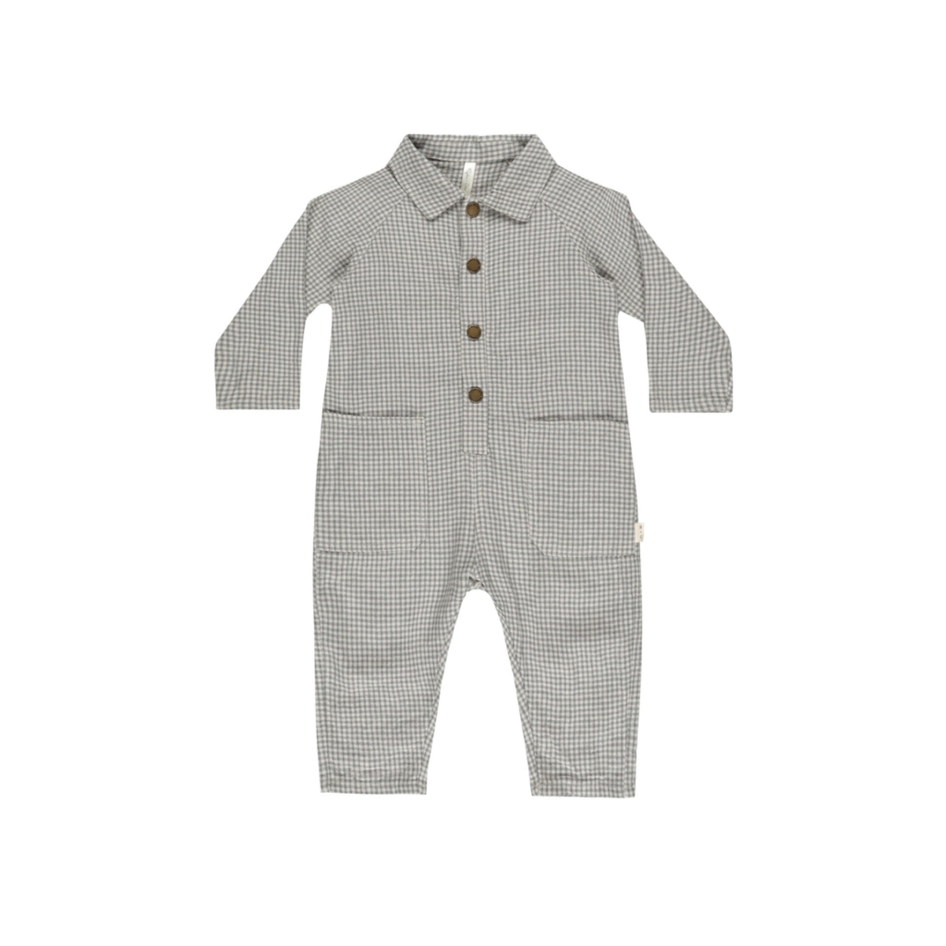Rylee + Cru - Collared Baby Jumpsuit || Forrest Gingham