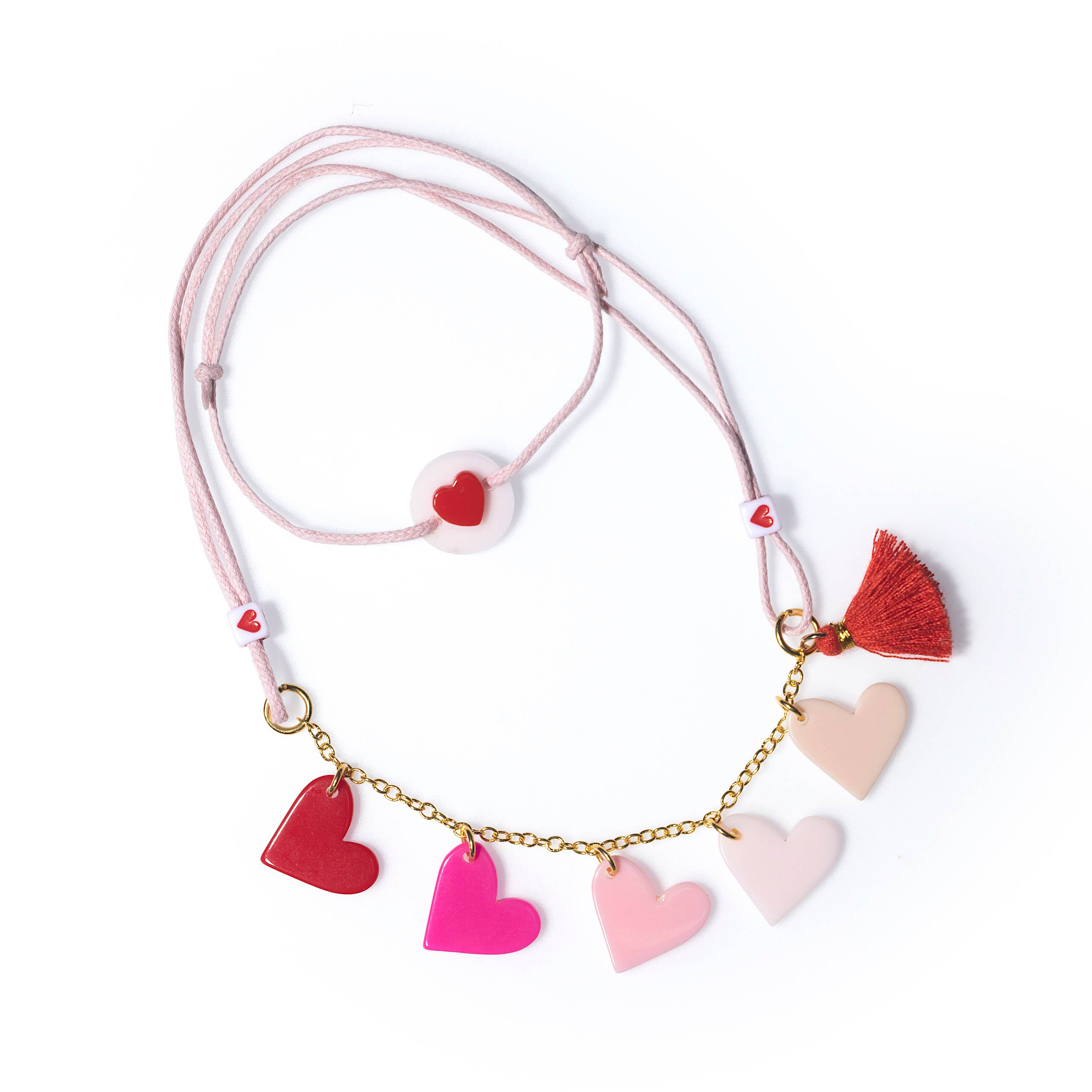 Lilies & Roses NY - VAL-Multi Heart Pink Shades Necklace
