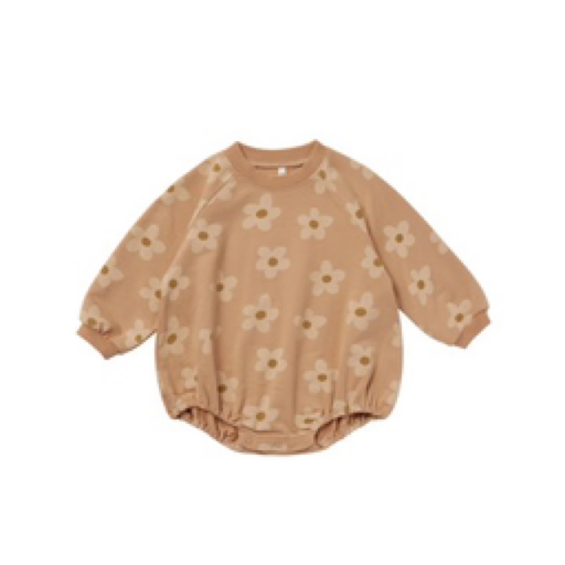 Rylee + Cru - Crewneck Bubble Romper || Melon Daisy