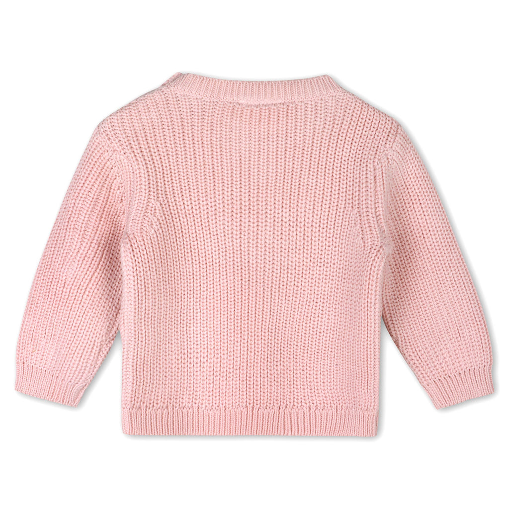 Viverano Organics - Love Embroidered Chunky Knit Baby Sweater || Blush Pink
