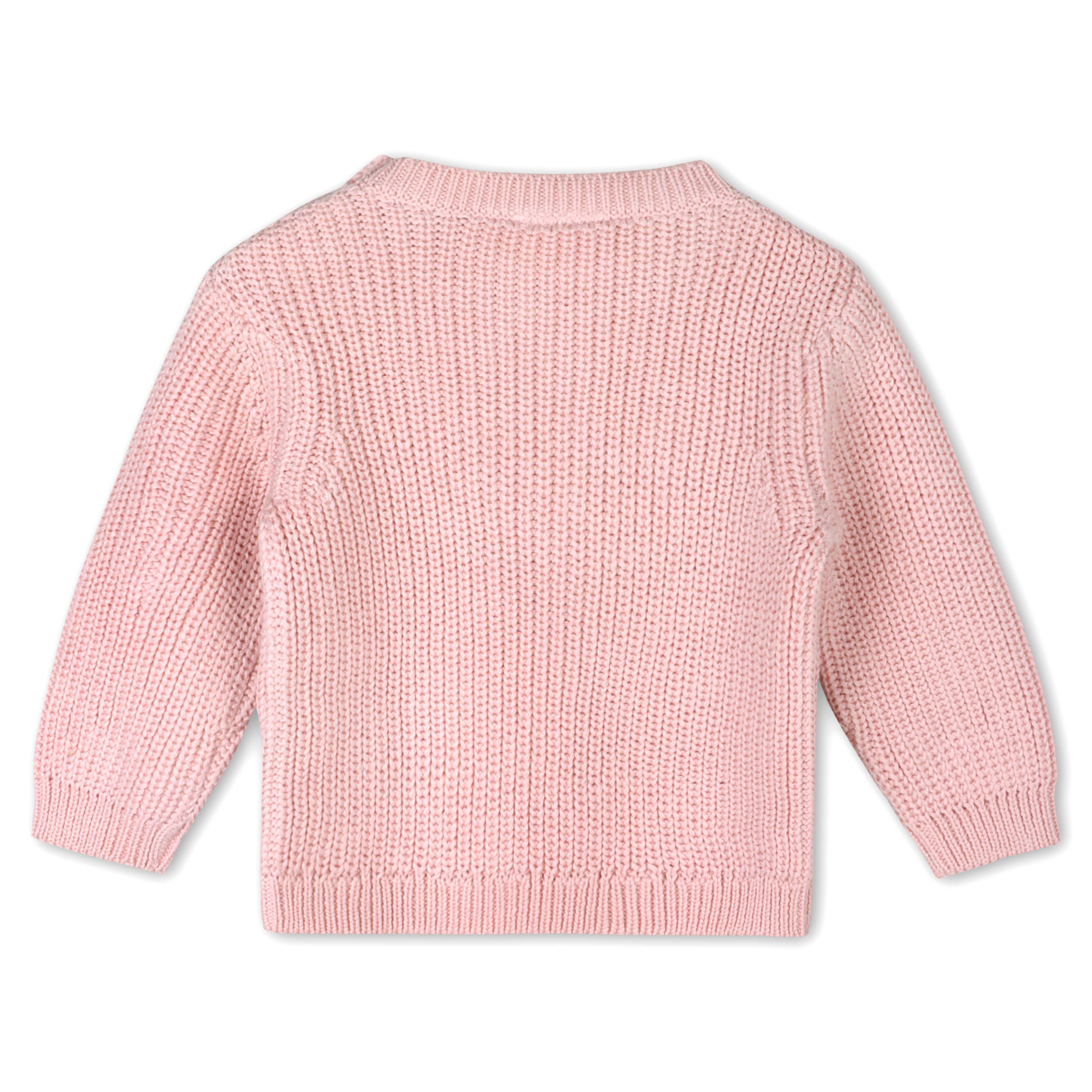 Viverano Organics - Love Embroidered Chunky Knit Baby Sweater || Blush Pink