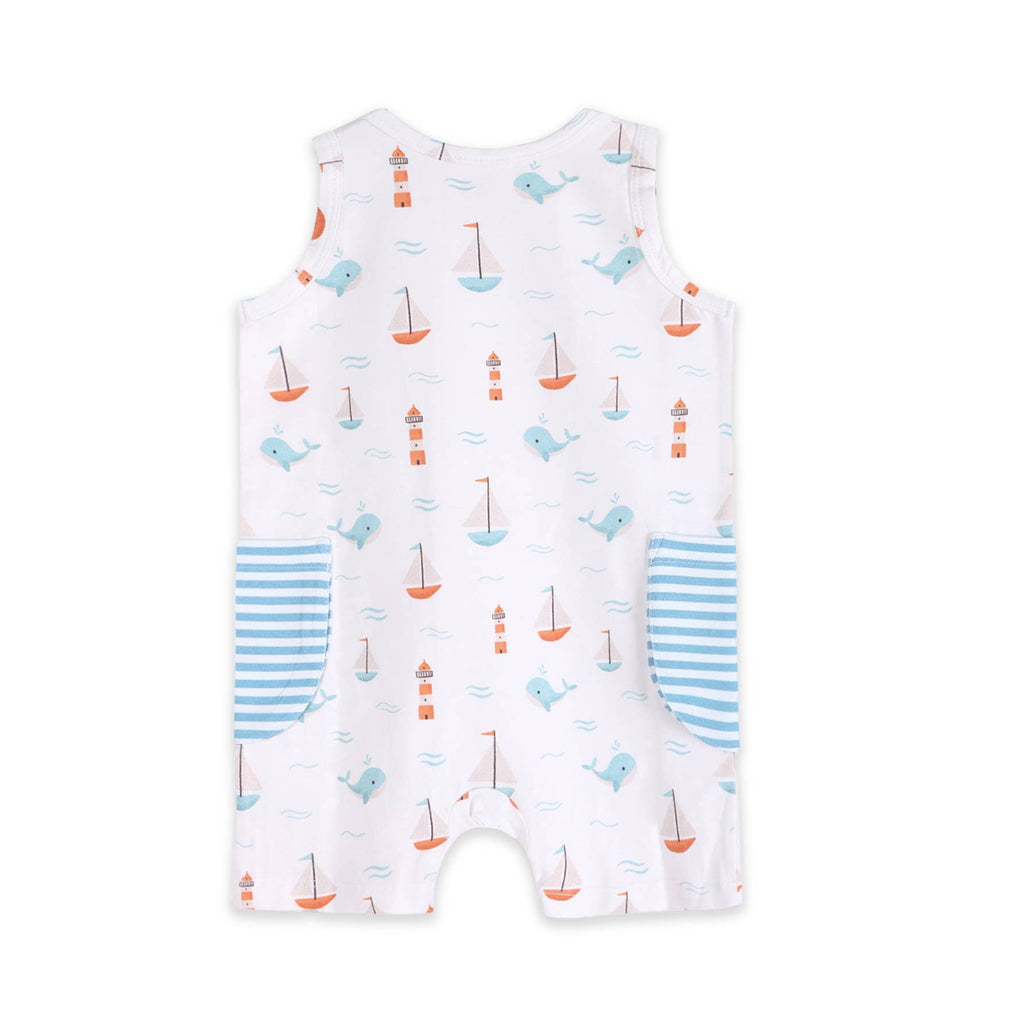 Viverano Organics - Sailboat Baby Shortie Romper || Natural