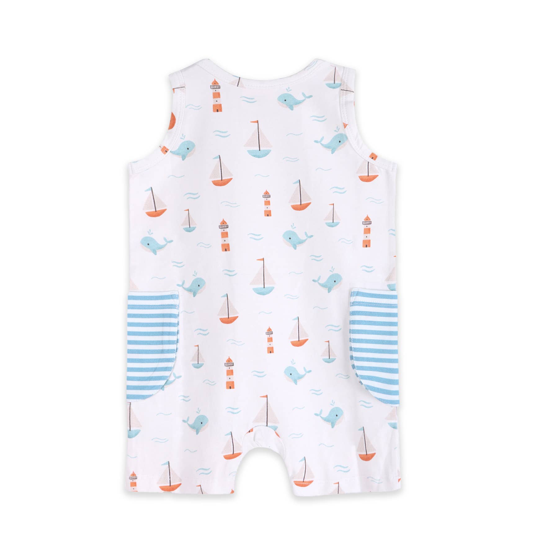 Viverano Organics - Sailboat Baby Shortie Romper || Natural