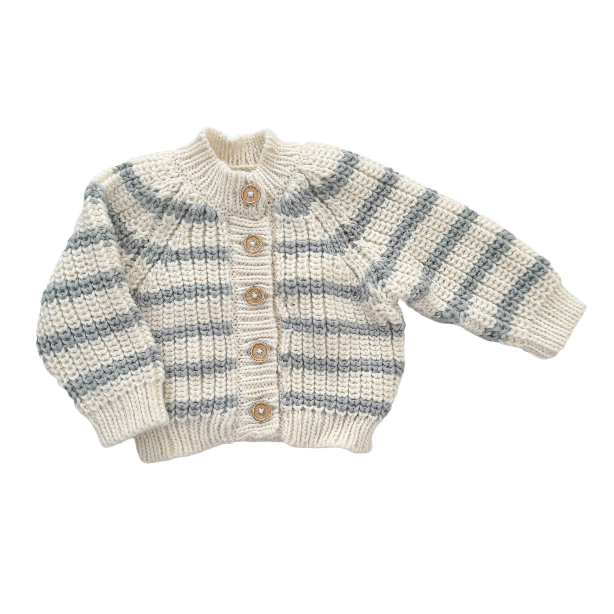 The Blueberry Hill - Rib Knit Stripe Cardigan, Bowie Grey | Baby & Kid Sweater