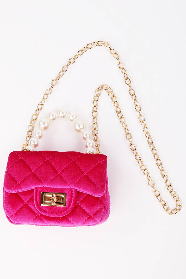 Sparkle Sisters by Couture Clips - Velvet Purse with Pearl Handle || Light pink