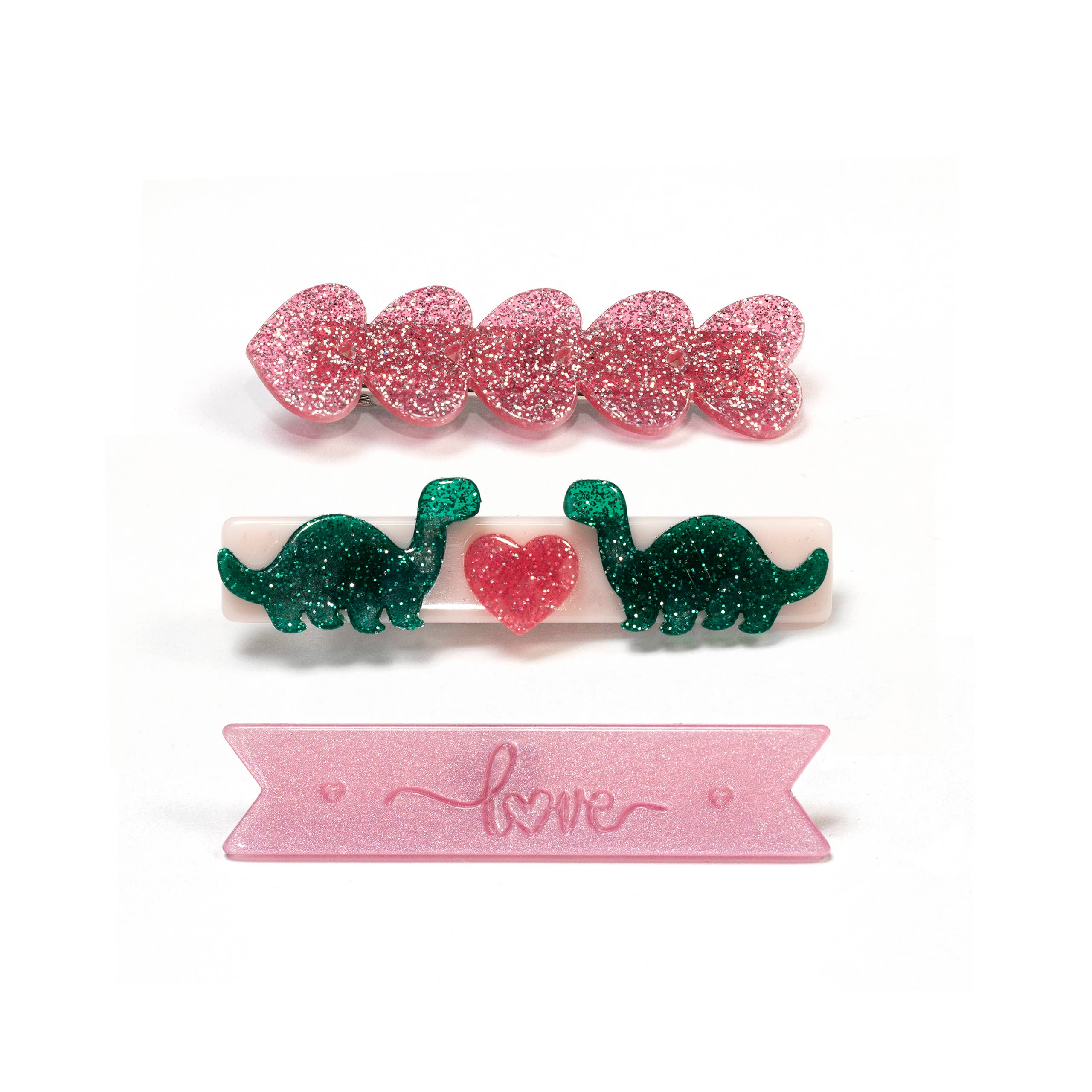 Lilies & Roses NY - VAL-Three Combo Love Dinosaur Alligator Clips