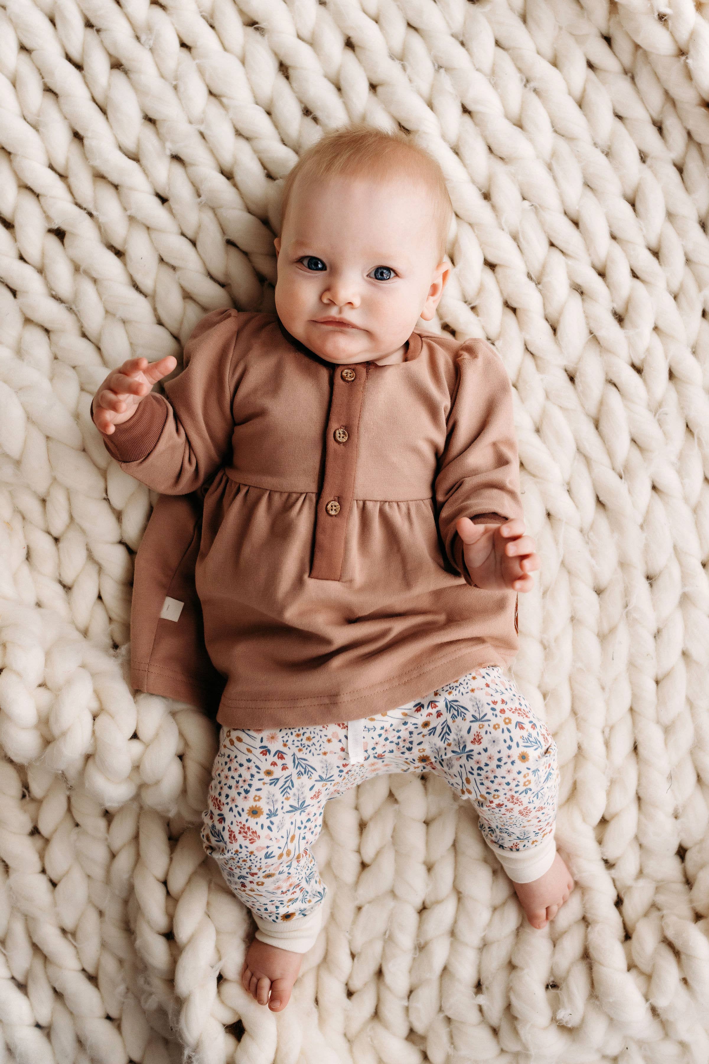 City Mouse Studio - PNW Baby Button Dress- Rose