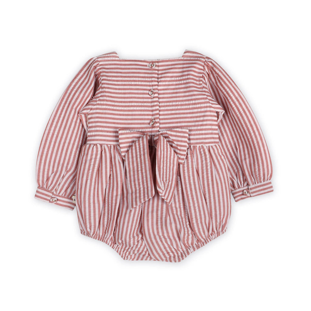 Viverano Organics - Siena Striped Embroidered Baby Romper & Headband || Vintage Berry Stripe