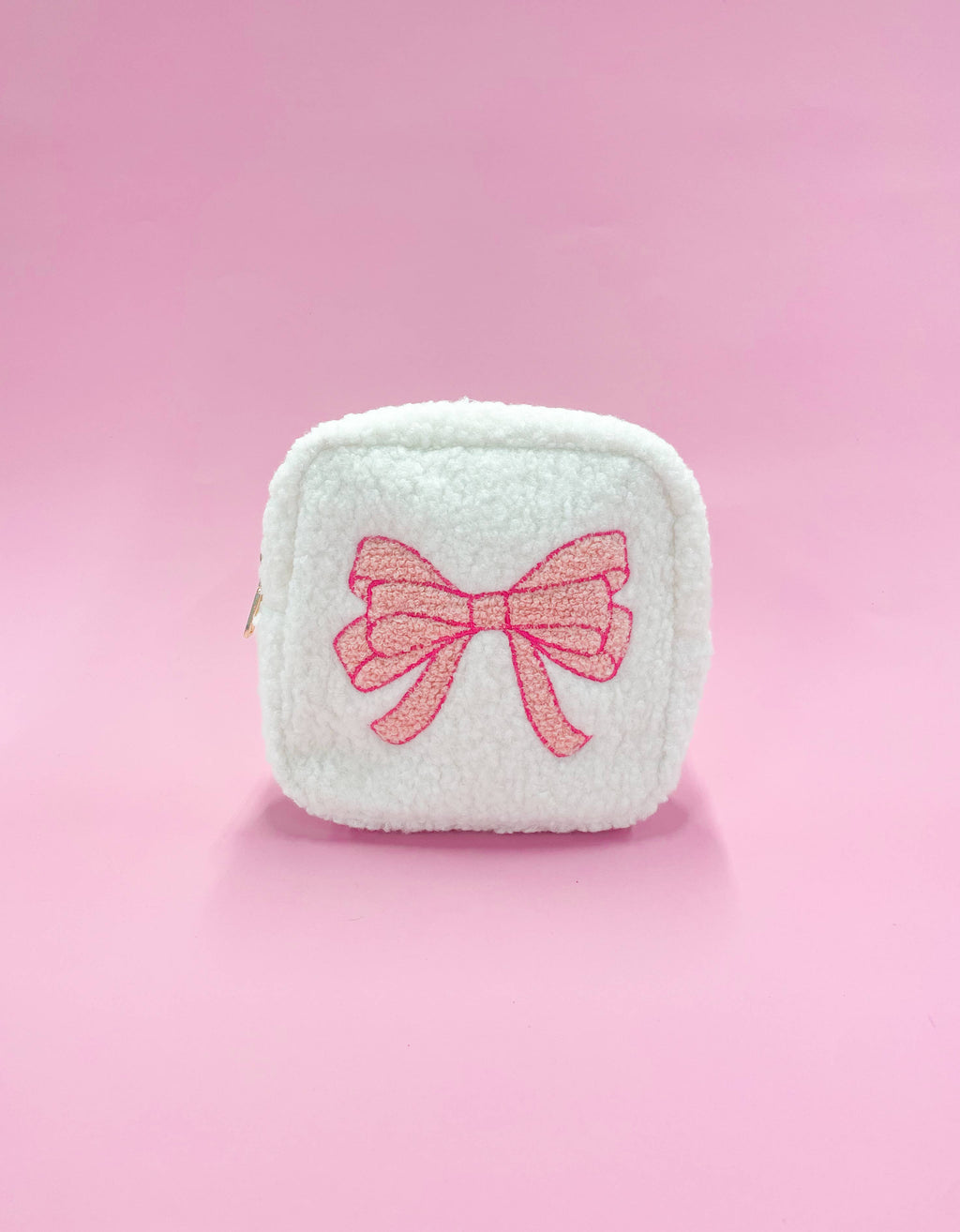 Rock Paper Scissors - Pink Bow Teddy Cosmetic Zipper Bag || Small