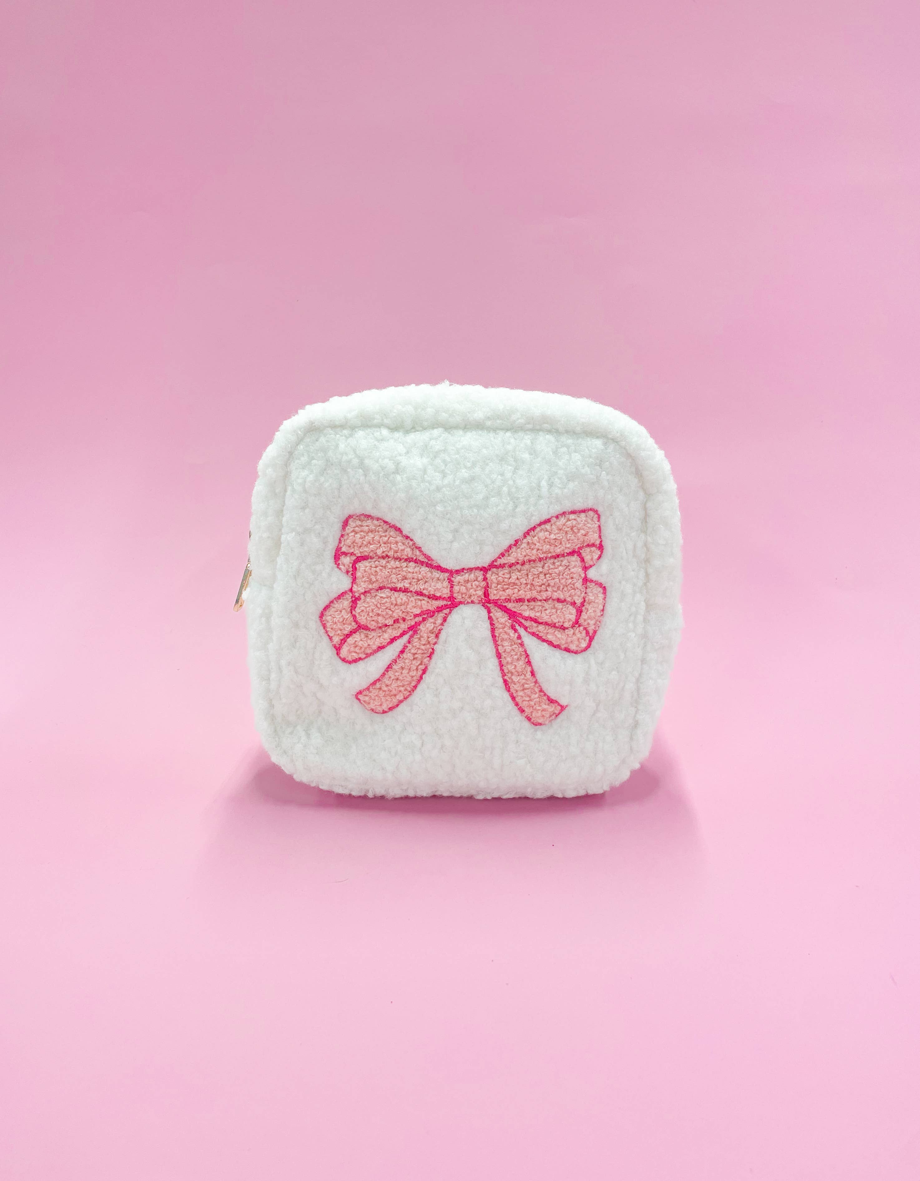 Rock Paper Scissors - Pink Bow Teddy Cosmetic Zipper Bag || Small