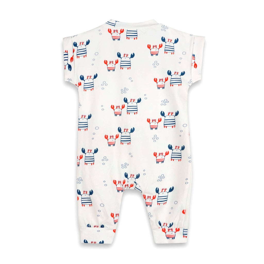 Viverano Organics - Nautical Crab Kangaroo Pocket Baby Jumpsuit