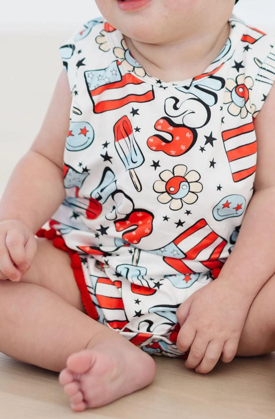 Mila & Rose - Pom Pom Romper || Star Spangled Cutie