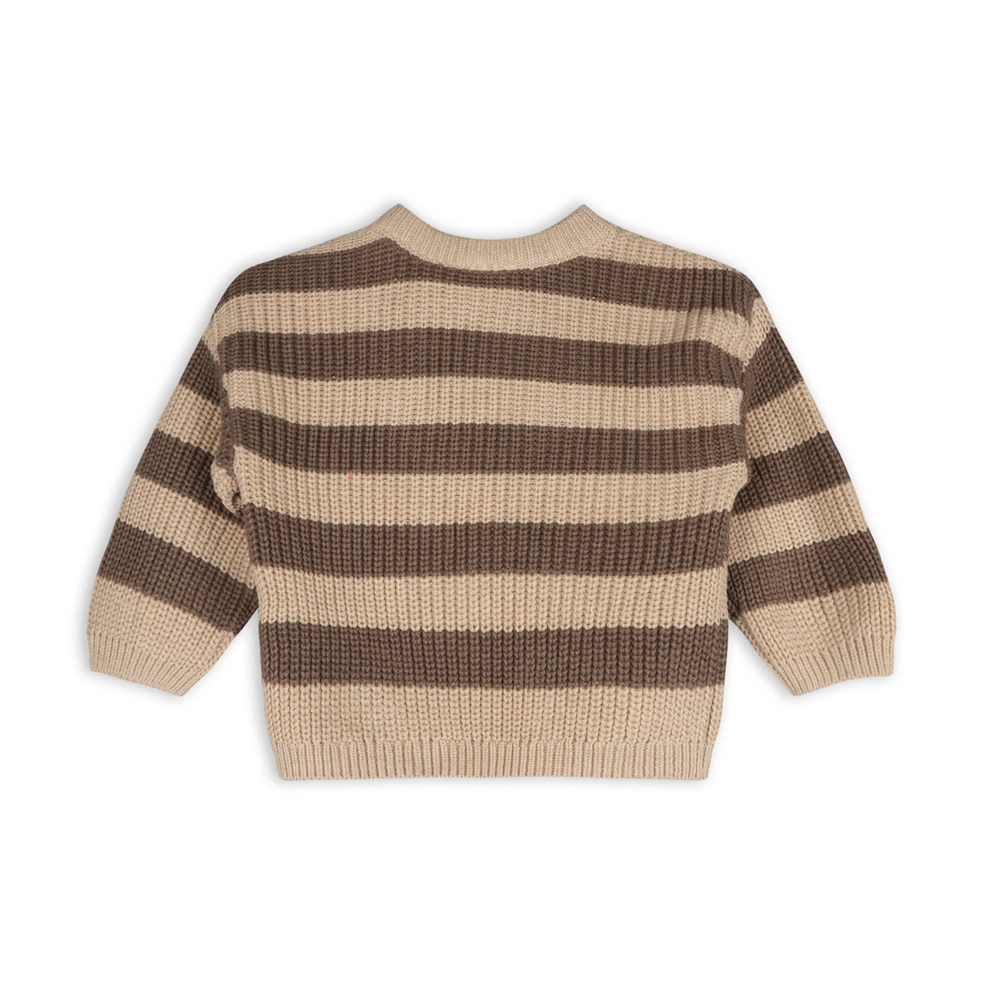 Viverano Organics - Hello World Embroidered & Stripe Sweater Knit Baby Pullover || Cocoa Heather