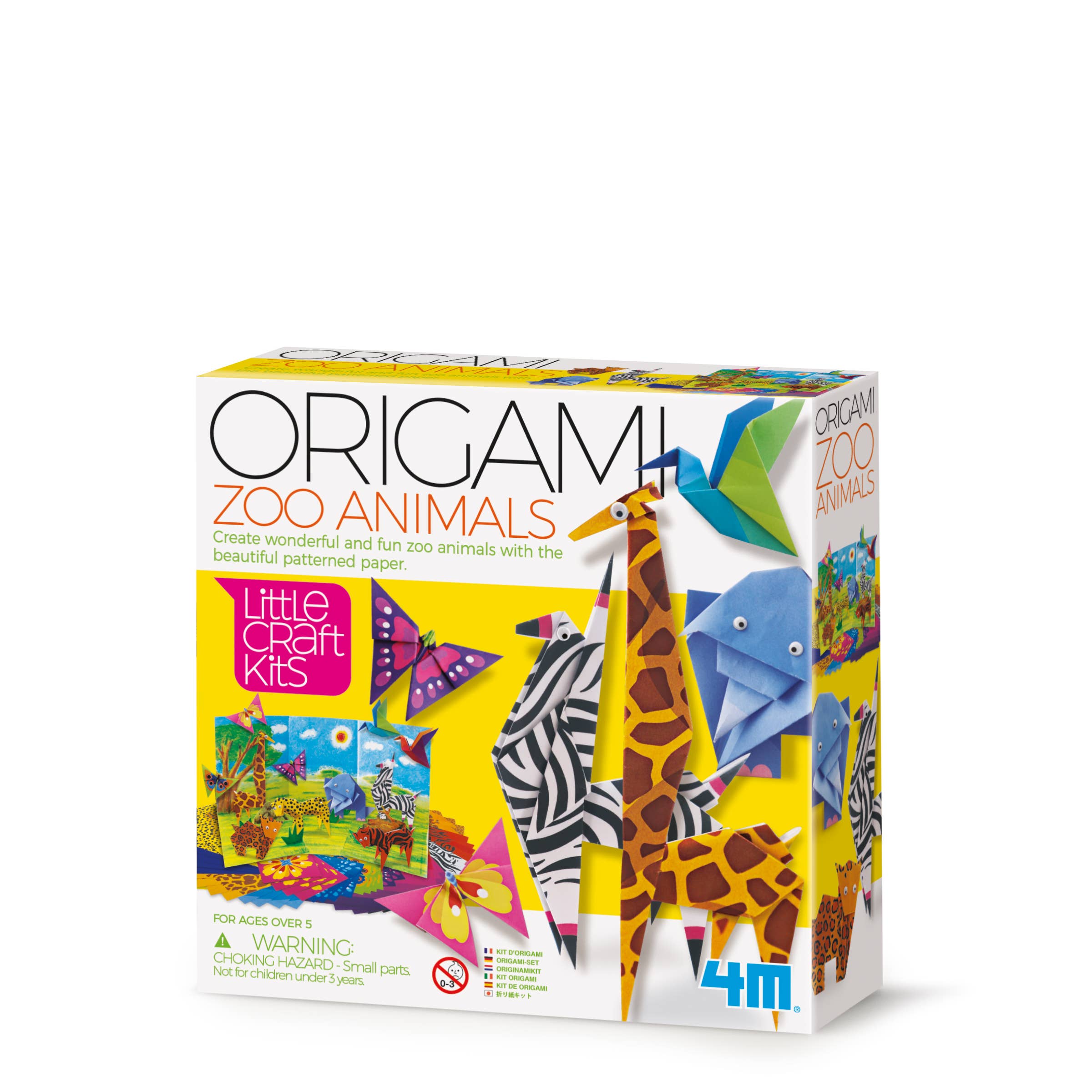 Toysmith - 4M Origami Zoo Animals Kits, Create Colorful Zoo Animals DIY
