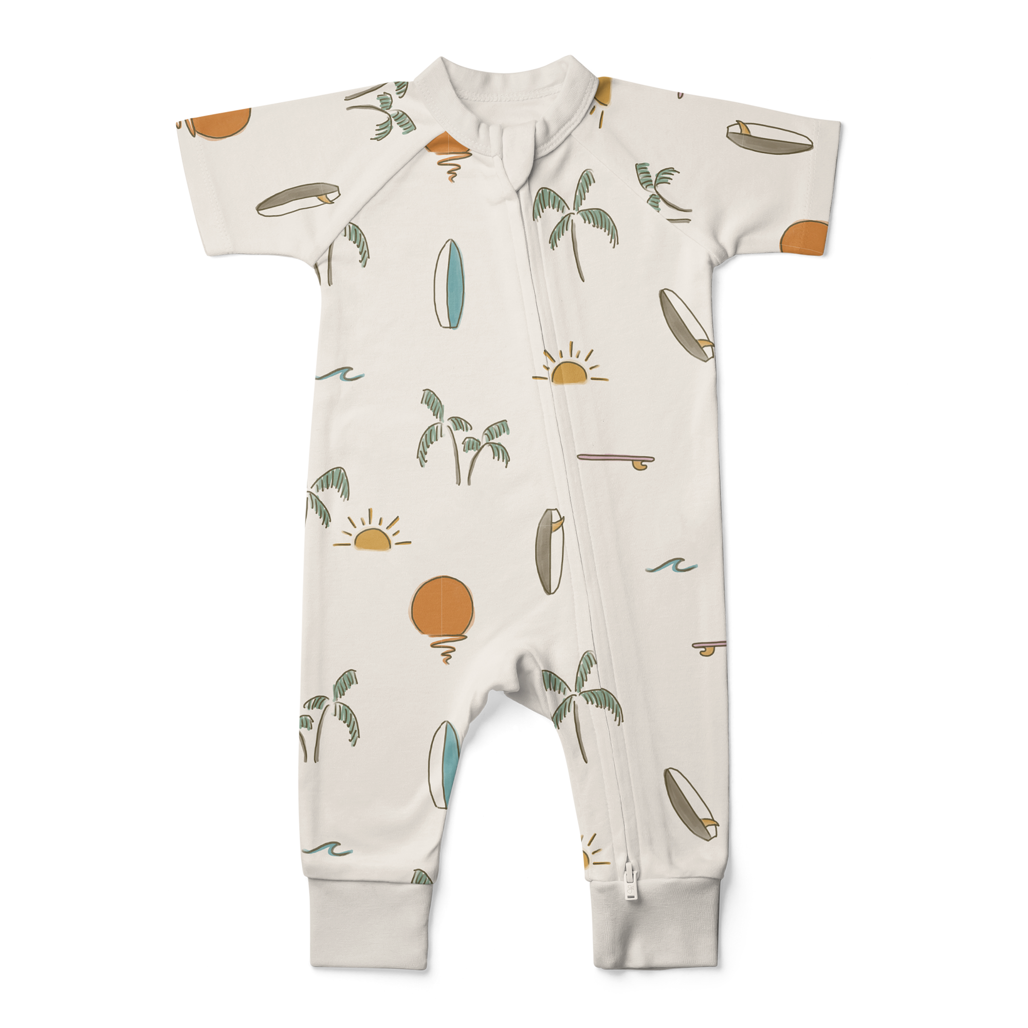 goumikids - Viscose Bamboo + Organic Cotton Zipper One-Piece - Surf's Up