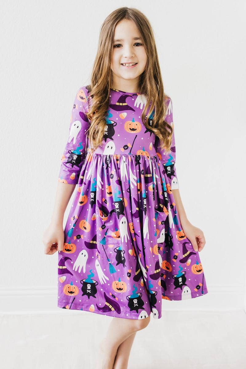 Mila & Rose - No Tricks, Just Treats 3/4 Sleeve Pocket Twirl Dress