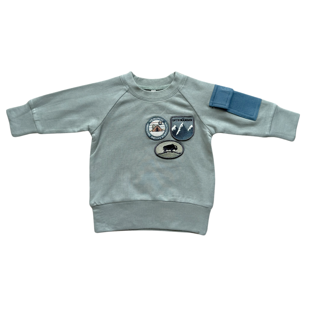 babysprouts clothing company - Boy's Raglan Sweatshirt || Patches