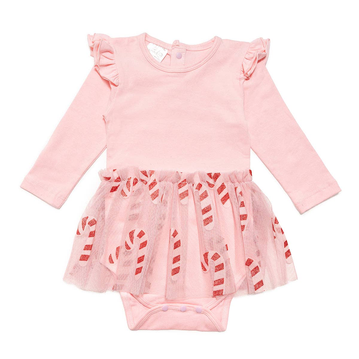 Sweet Wink - Candy Cane Christmas Long Sleeve Tutu Bodysuit || Holiday Baby