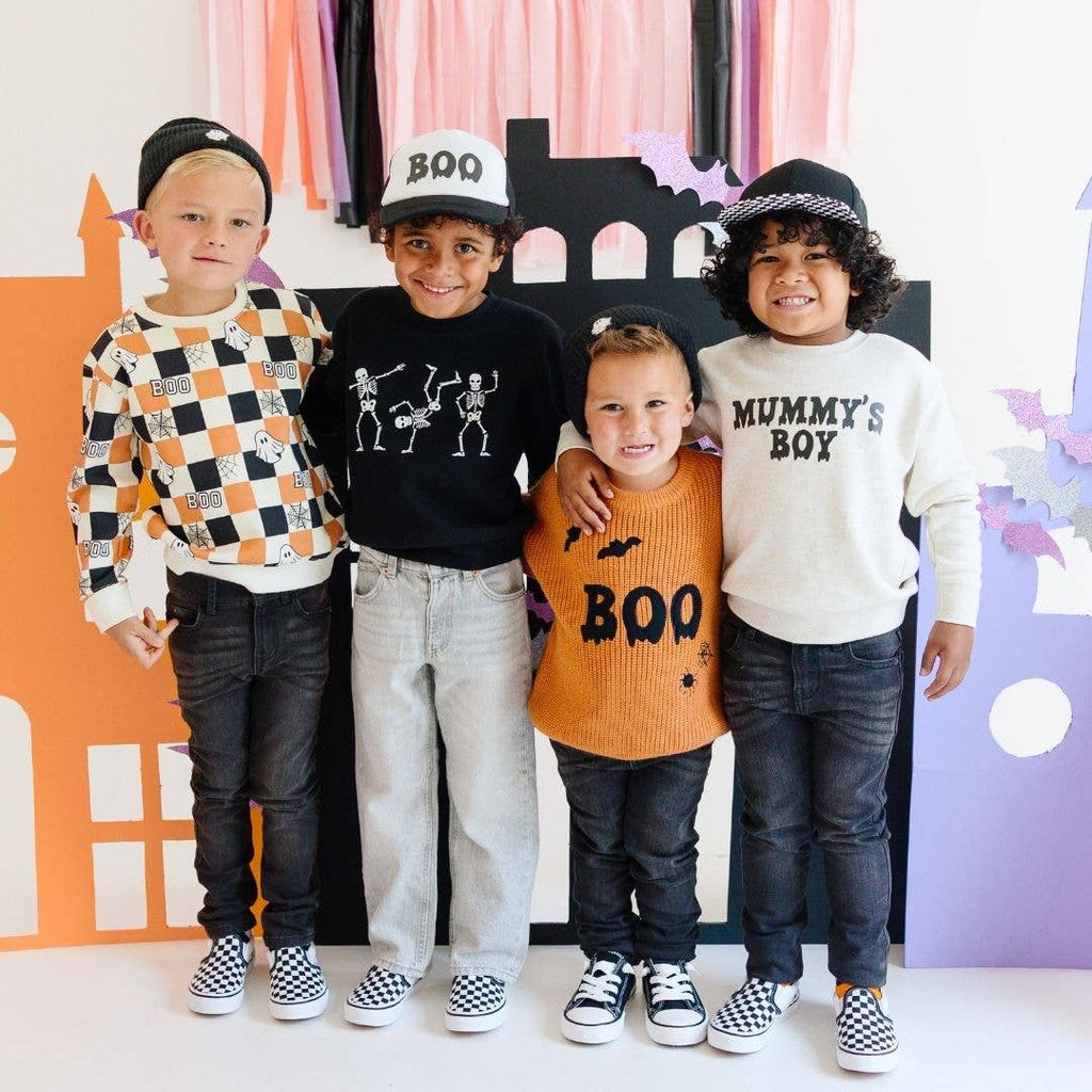 Sweet Wink - Boo Checkered Halloween Sweatshirt