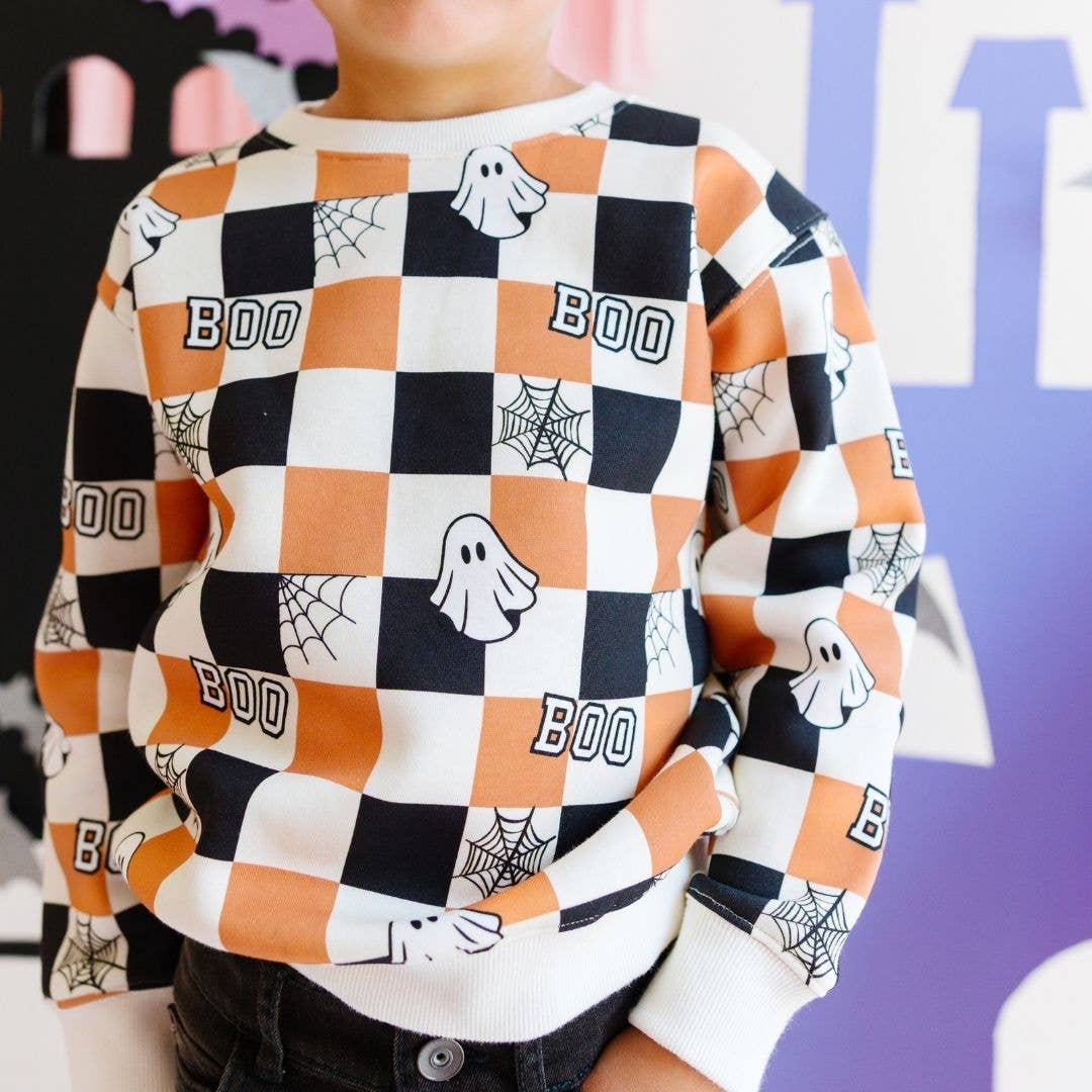 Sweet Wink - Boo Checkered Halloween Sweatshirt
