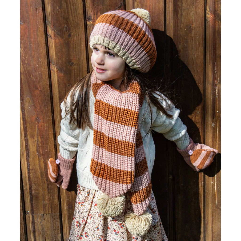 Rockahula Kids - Cosy Striped Knitted Gloves Pink