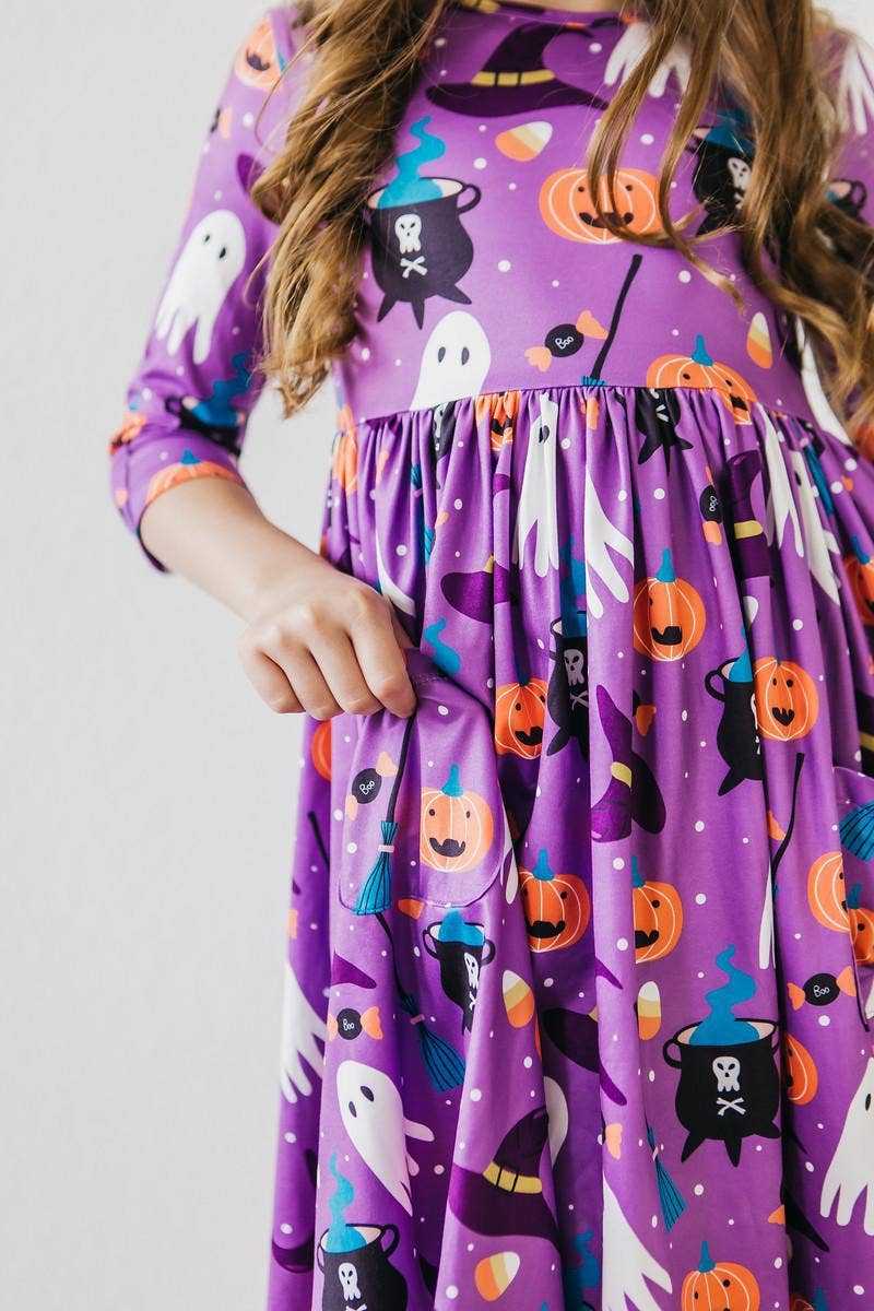 Mila & Rose - No Tricks, Just Treats 3/4 Sleeve Pocket Twirl Dress