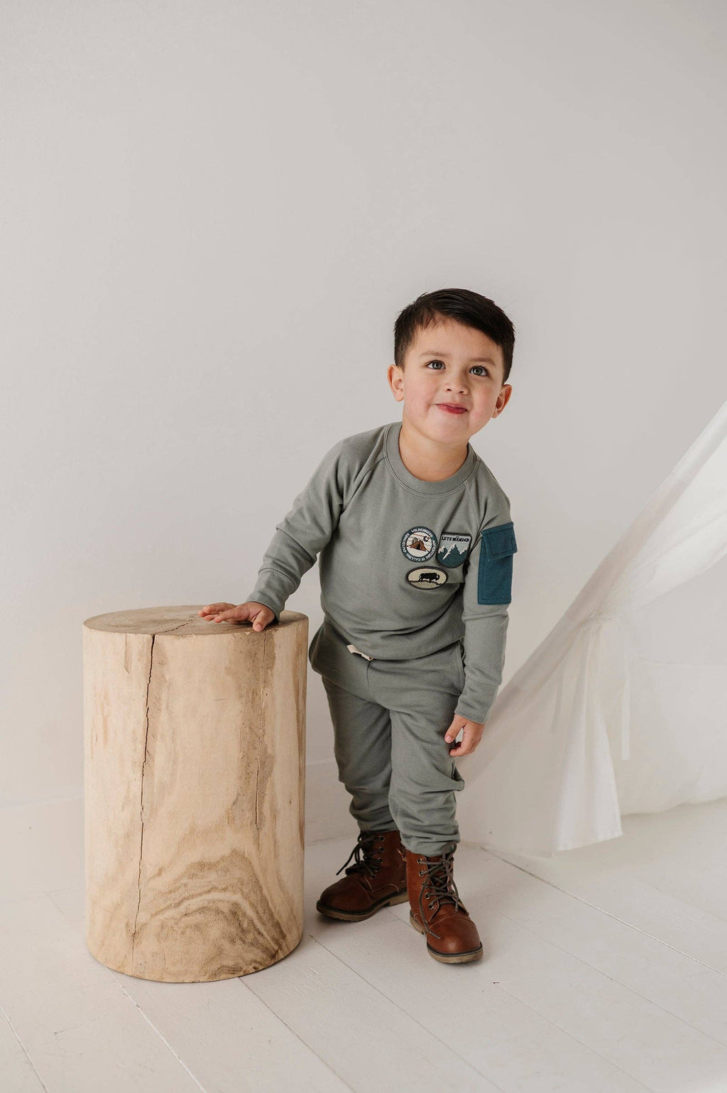 babysprouts clothing company - Boy's Raglan Sweatshirt || Patches