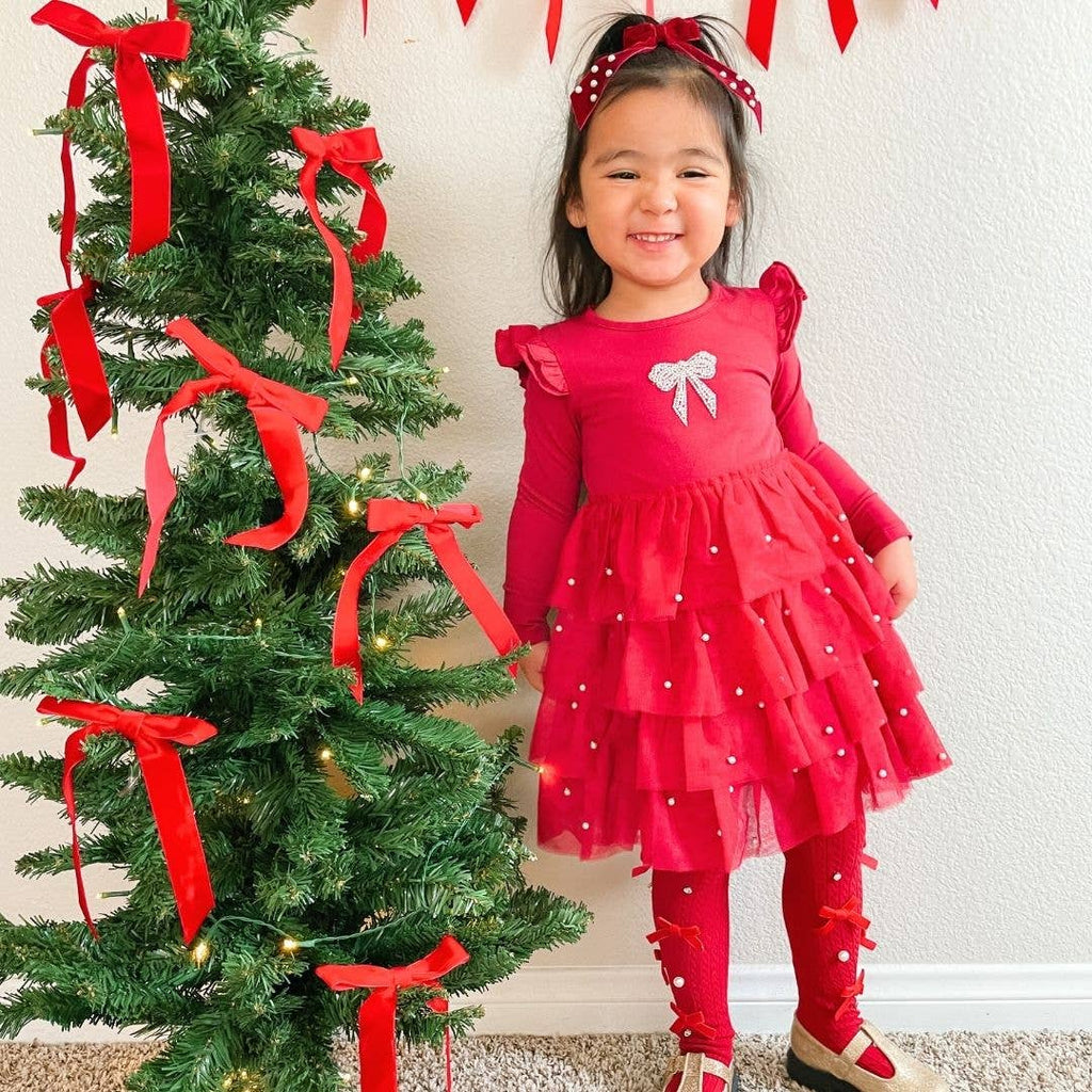 Sweet Wink - Christmas Pearl Long Sleeve Tutu Dress