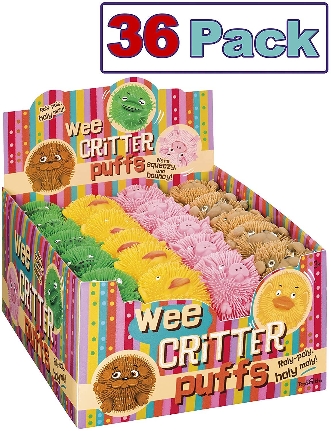 Toysmith - Wee Critter Puffs, Fuzzy, Squishy