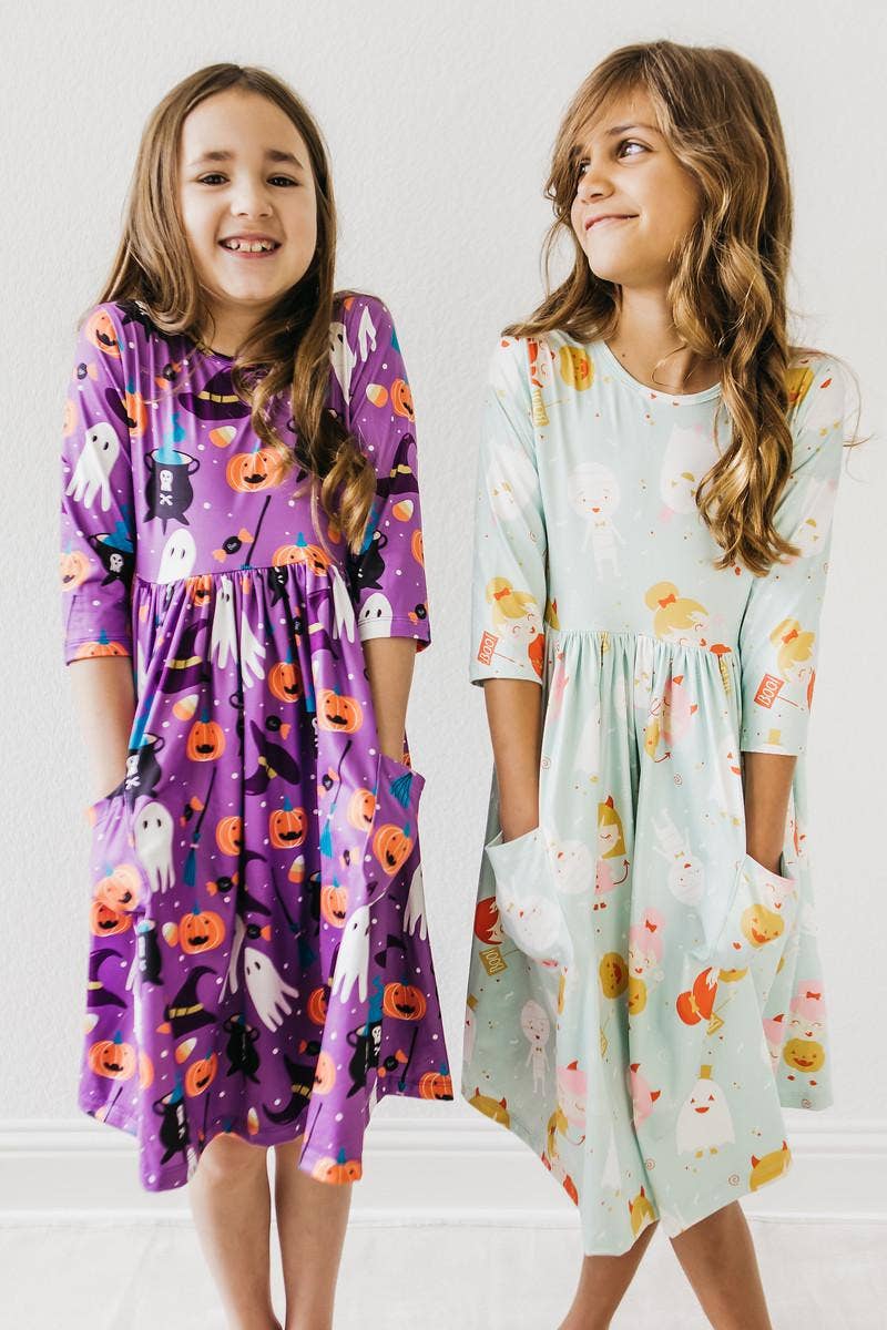 Mila & Rose - No Tricks, Just Treats 3/4 Sleeve Pocket Twirl Dress