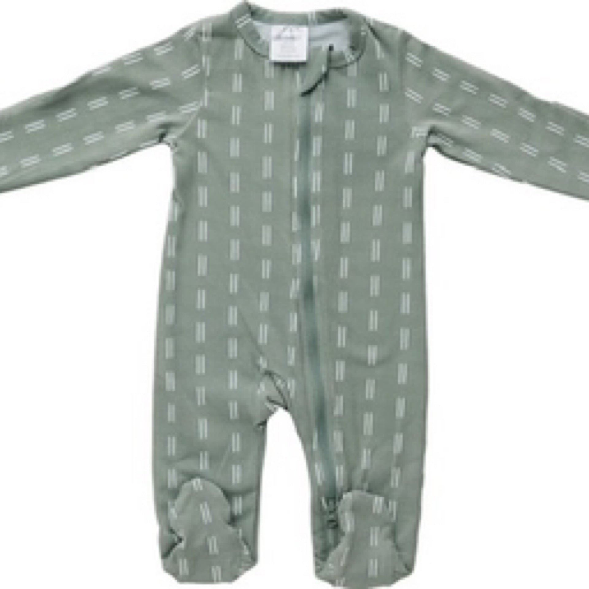 Mebie Baby - Zipper Footie || Sage Strokes