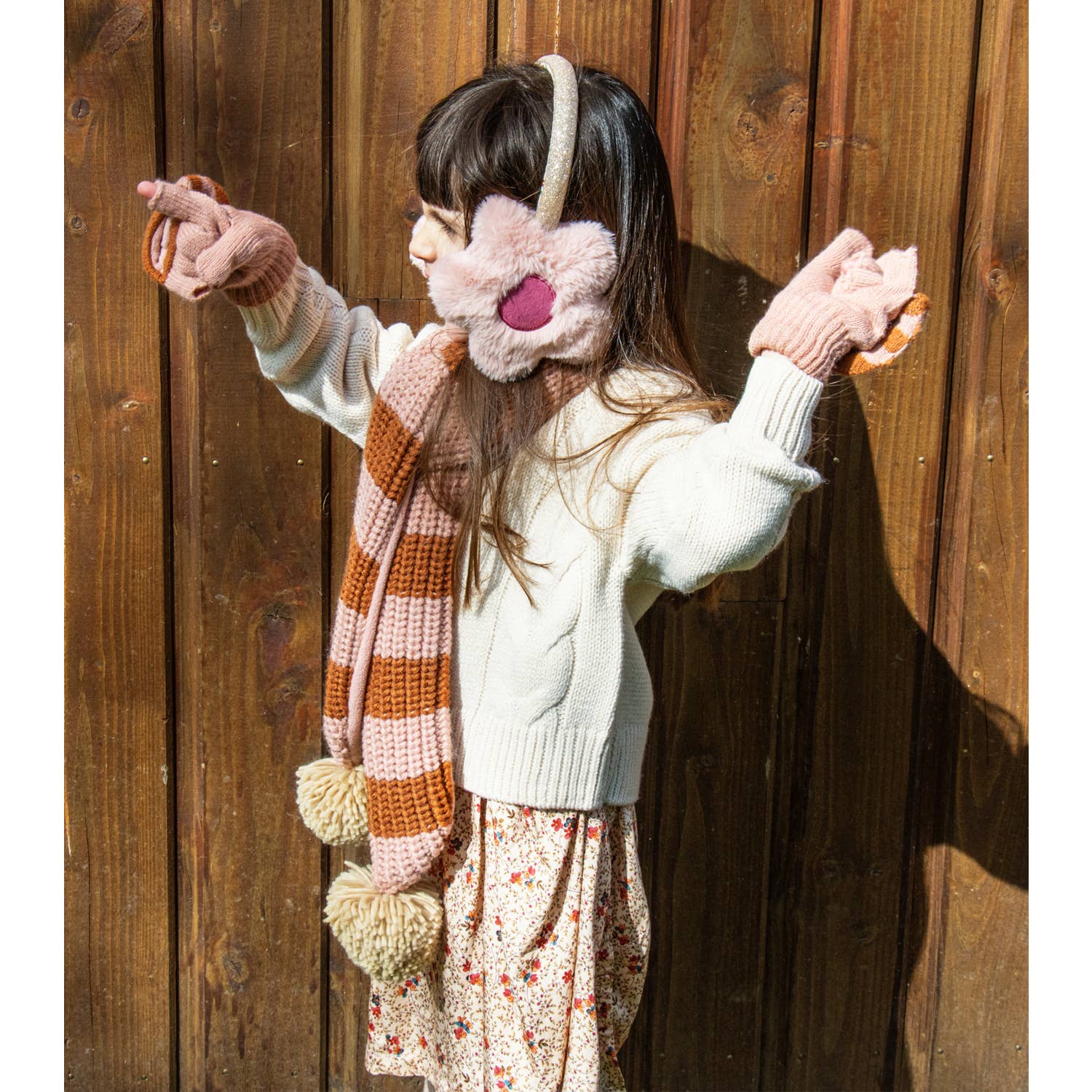 Rockahula Kids - Cosy Striped Knitted Gloves Pink