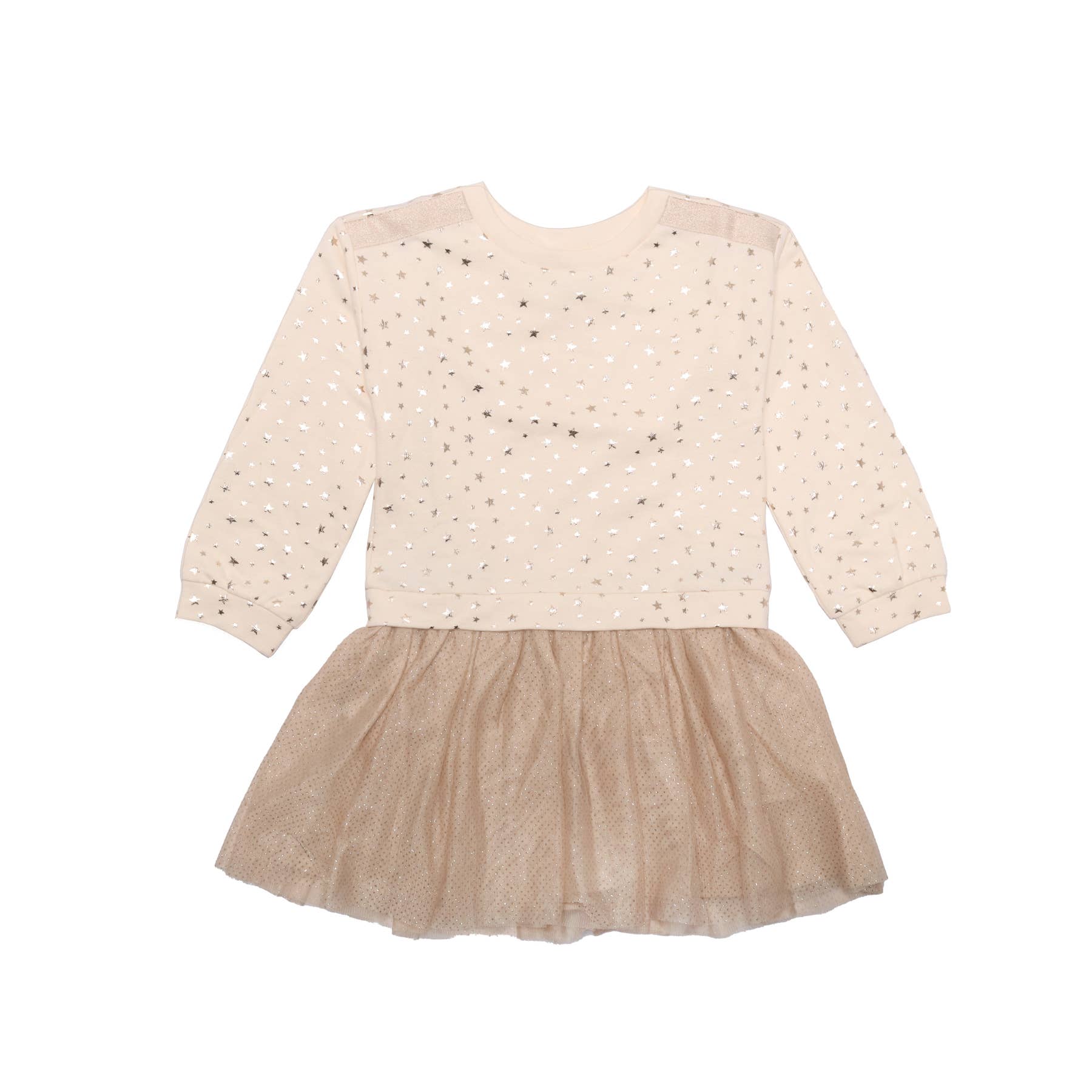 Sammy + Nat - Sadie Sweatshirt Dress in Egg Nog w/ Gold Star