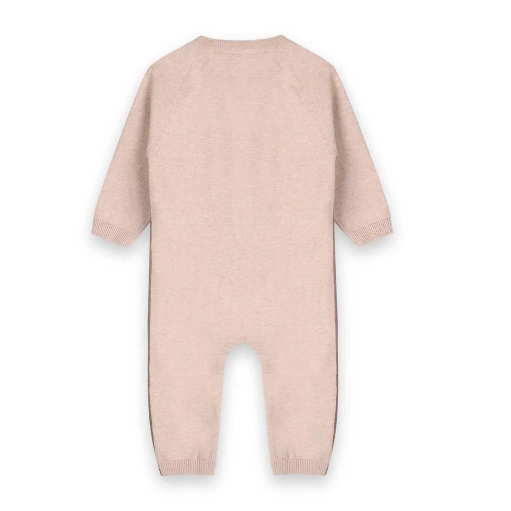 Viverano Organics - Cuddly Bear Embroidered Sweater Knit Baby Jumpsuit || Oatmeal Heather