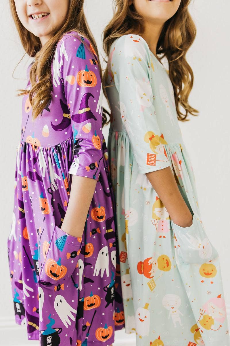 Mila & Rose - No Tricks, Just Treats 3/4 Sleeve Pocket Twirl Dress