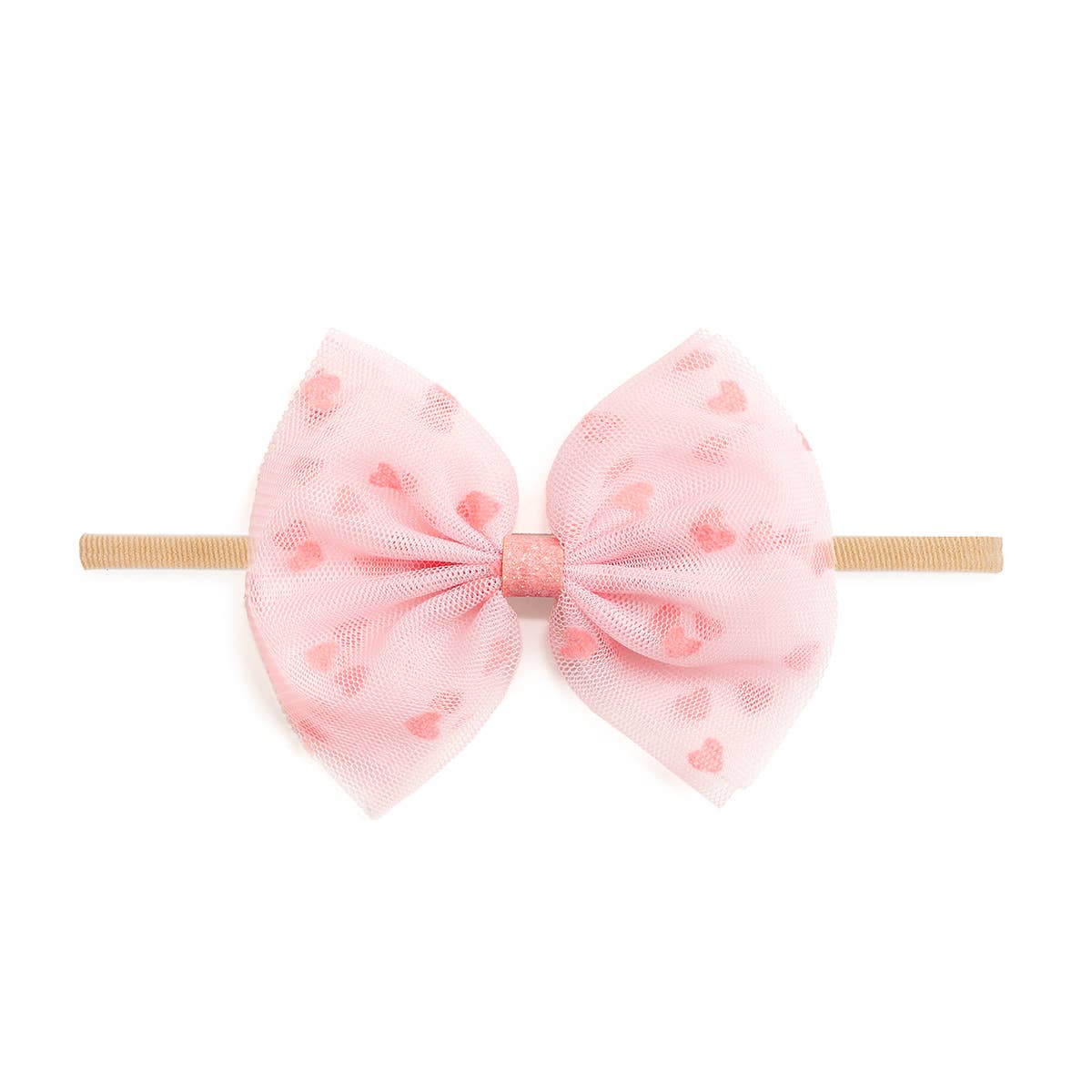 Sweet Wink - Flocked Heart Valentine's Day Tulle Bow Baby Headband