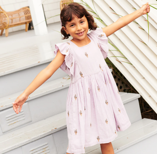 Pink Chicken - Girls Elsie Dress || Lavender Soft Serve