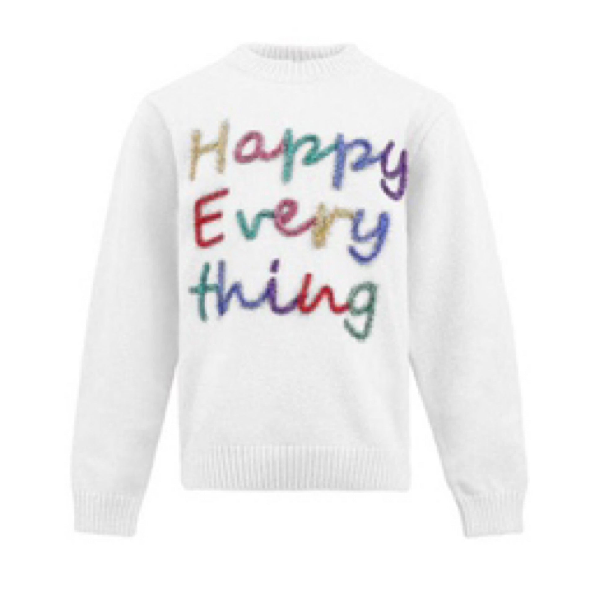 Lola and the Boys || Happy Everything Tinsel Sweater || White
