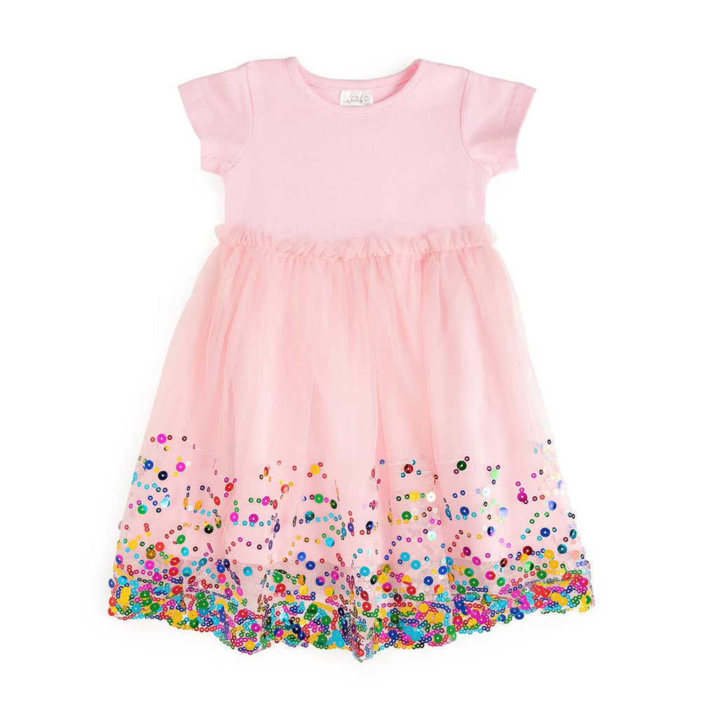 Sweet Wink - Pink Confetti Short Sleeve Tutu Dress - Kids Birthday: 3T