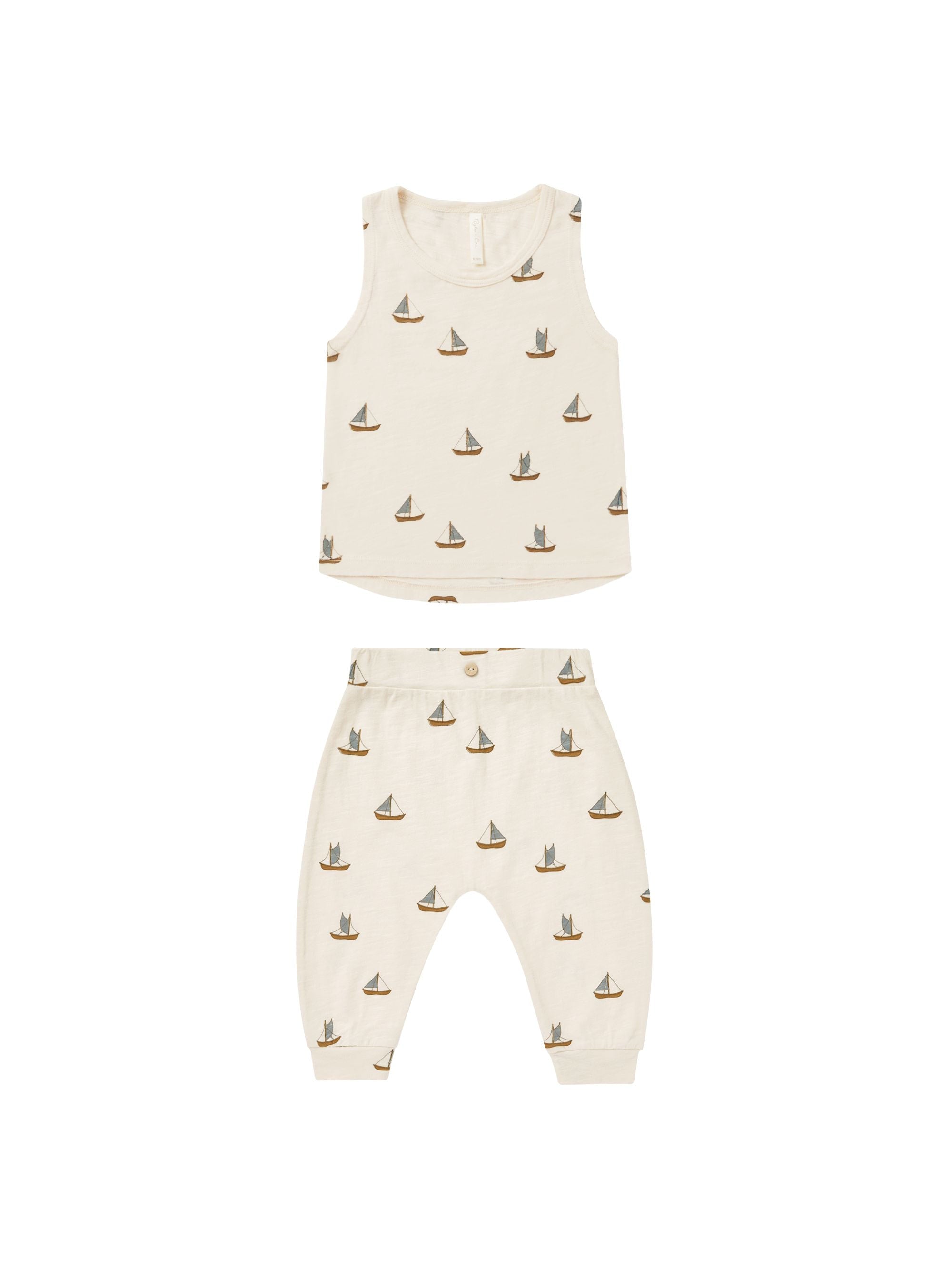 Rylee + Cru - Tank + Slouch Pant Set || Sailboats