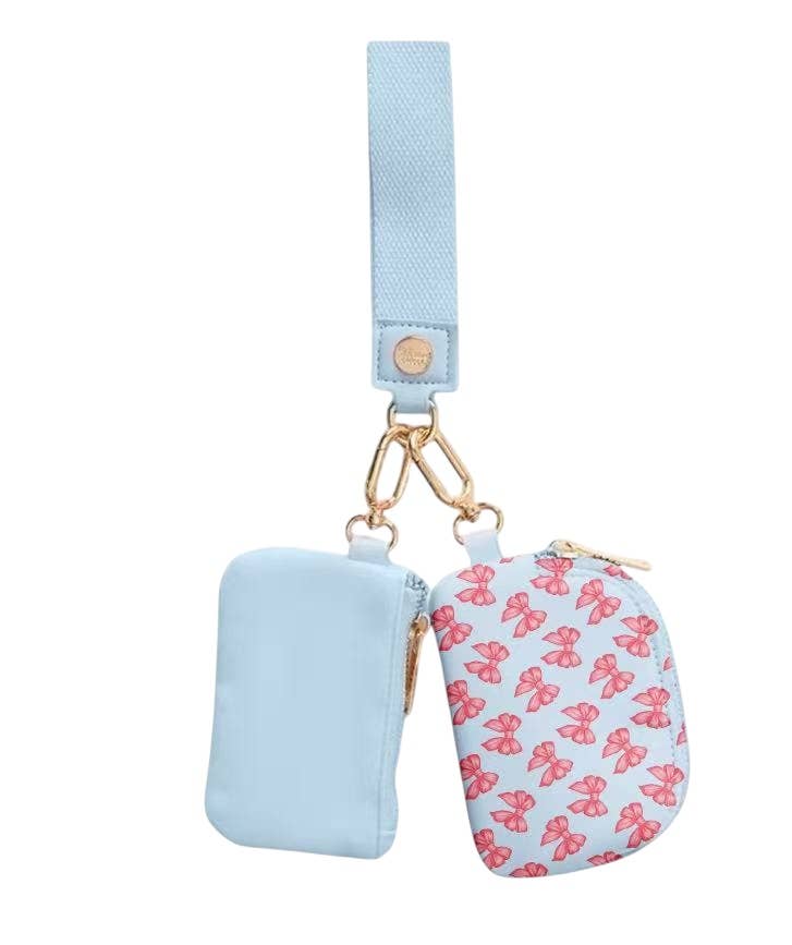 Mavi Bandz - Karma Blue Ribbon Bow Dual Wallet Keychain Wristlet