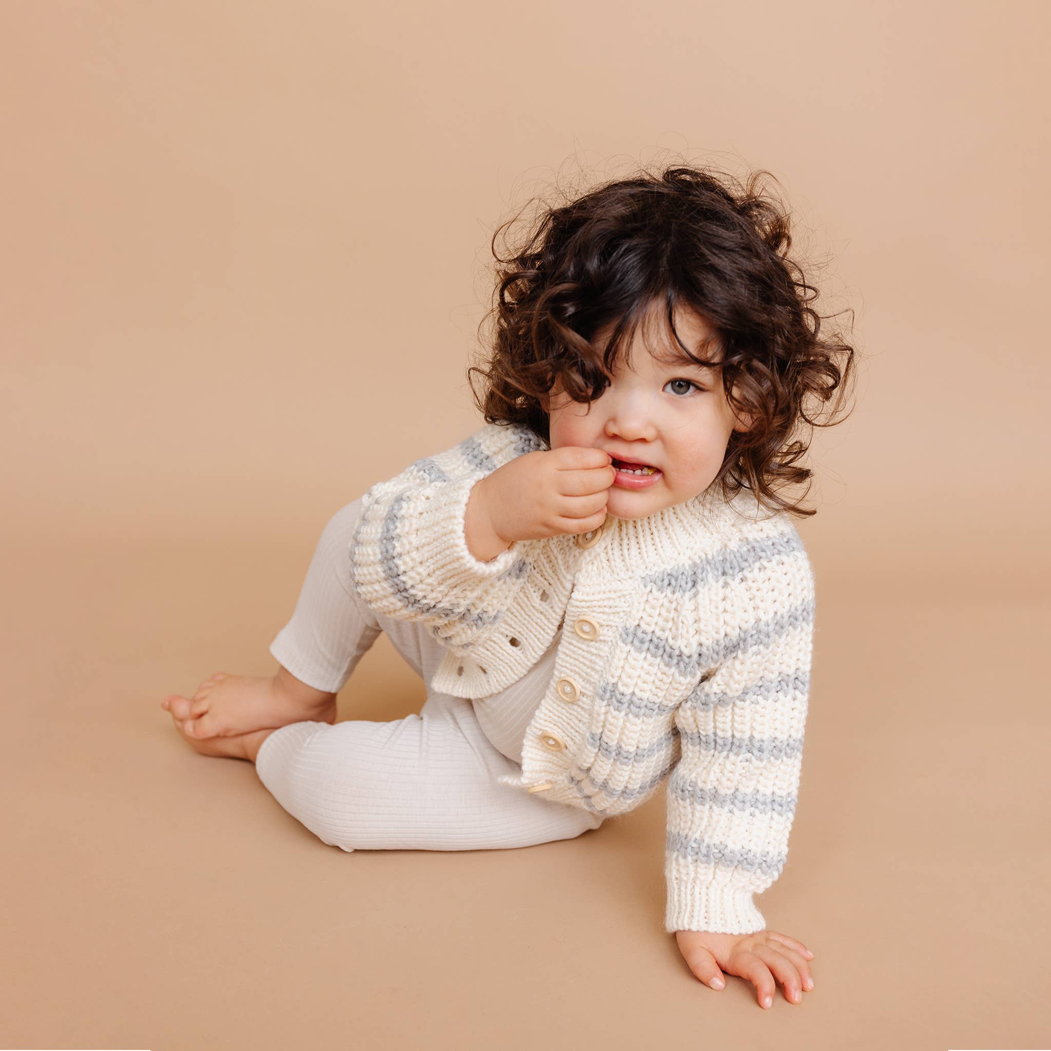 The Blueberry Hill - Rib Knit Stripe Cardigan, Bowie Grey | Baby & Kid Sweater