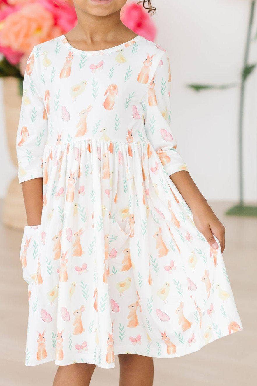 Mila & Rose - 3/4 Sleeve Pocket Twirl Dress || Sunny Bunnies