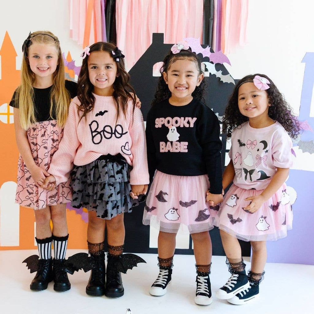 Sweet Wink - Boo Bat Halloween Knit Sweater || 7/8