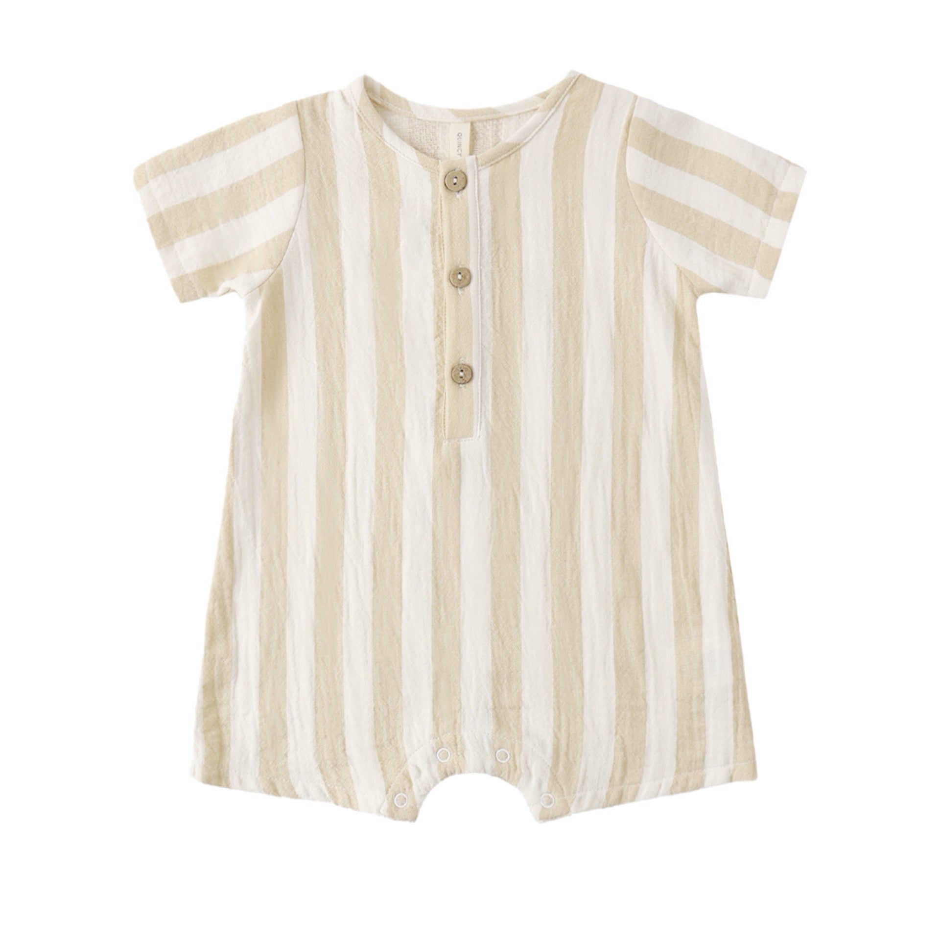 Quincy Mae - Short Sleeve Woven Romper || Summer Stripe